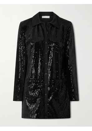 Veronica de Piante - Scarlet Sequined Satin-jersey Mini Dress - Black - IT36,IT38,IT40,IT42,IT44,IT46