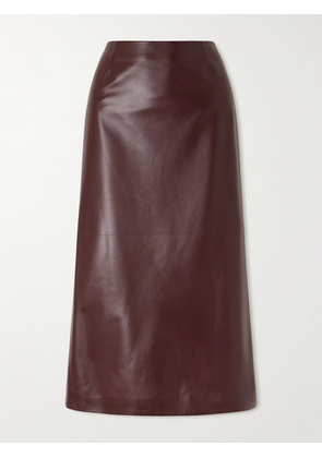 Veronica de Piante - Gisele Paneled Leather Midi Skirt - Burgundy - IT36,IT38,IT40,IT42,IT44,IT46