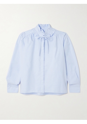 Citizens of Humanity - Calista Tie-detailed Ruffled Cotton-poplin Shirt - Blue - x small,small,medium,large,x large