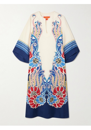 La DoubleJ - Printed Silk-twill Midi Dress - Cream - xx small,x small,small,medium,large,x large