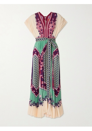 La DoubleJ - Belted Printed Pleated Crepe De Chine Maxi Dress - Multi - xx small,x small,small,medium,large,x large