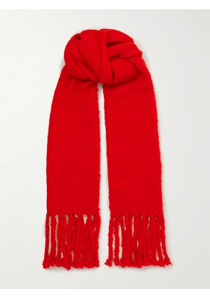 Guest In Residence - Cloud Tasseled Ribbed Wool-blend Scarf - Red - One size