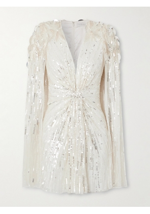 Jenny Packham - Lady Love Sequined Tulle Mini Dress - Ivory - UK 6,UK 8,UK 10,UK 12,UK 14,UK 16