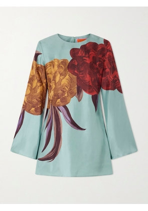 La DoubleJ - Supremes Printed Silk-twill Mini Dress - Blue - x small,small,medium,large,x large