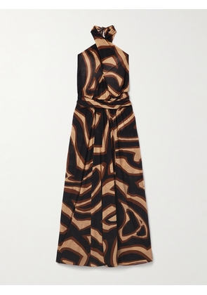 PUCCI - Draped Printed Wool-blend Jersey Halterneck Maxi Dress - Gold - IT38,IT40,IT42,IT44,IT46,IT48