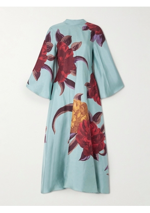 La DoubleJ - Magnifico Printed Silk Maxi Dress - Blue - xx small,x small,small,medium,large,x large