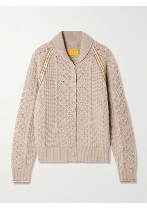 Guest In Residence - Marlowe Cable-knit Wool And Cashmere-blend Cardigan - Brown - x small,small,medium,large