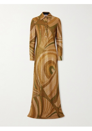 PUCCI - Printed Jersey-lamé Maxi Dress - Gold - IT38,IT40,IT42,IT44,IT46,IT48