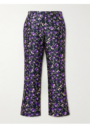 La DoubleJ - 24/7 Floral-brocade Straight-leg Pants - Purple - xx small,x small,small,medium,large,x large