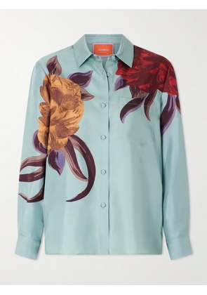 La DoubleJ - Boy Printed Silk-twill Shirt - Blue - xx small,x small,small,medium,large,x large