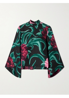 La DoubleJ - Make An Exit Floral-print Silk-twill Blouse - Green - xx small,x small,small,medium,large,x large