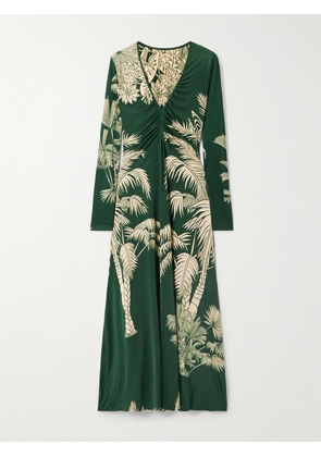 Johanna Ortiz - Alma Bordara Gathered Printed Jersey Maxi Dress - Green - US0,US2,US4,US6,US8,US10,US12