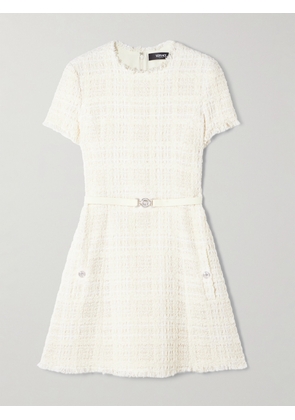 Versace - Belted Metallic Cotton-blend Tweed Mini Dress - White - IT36,IT38,IT40,IT42,IT44,IT46