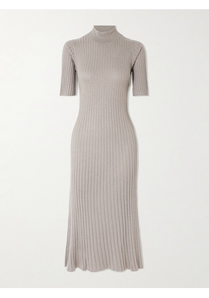 Brunello Cucinelli - Ribbed Cashmere-blend Midi Dress - Brown - xx small,x small,small,medium,large,x large