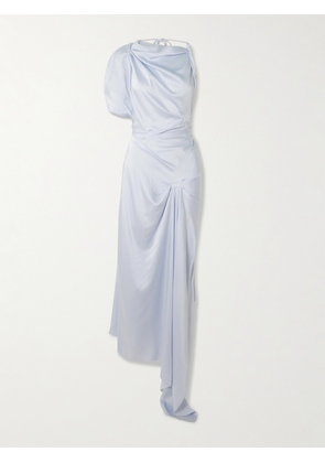 Victoria Beckham - Asymmetric Draped Satin-crepe Midi Dress - Blue - UK 4,UK 6,UK 8,UK 10,UK 12,UK 14