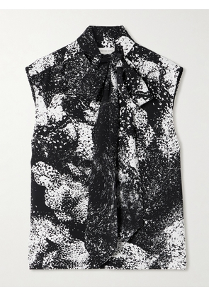 Dries Van Noten - Tie-neck Printed Crepe Top - Black - FR 34,FR 36,FR 38,FR 40,FR 42,FR 44