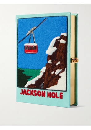 Olympia Le-Tan - Jackson Hole Embroidered Appliquéd Canvas Clutch - Blue - One size