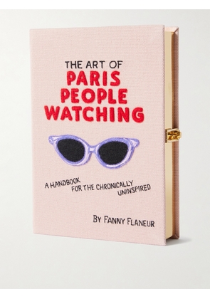 Olympia Le-Tan - + Messy Nessy The Art Of Paris People Watching Embroidered Appliquéd Canvas Clutch - Pink - One size