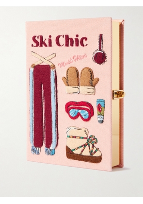Olympia Le-Tan - Ski Chic Embroidered Appliquéd Canvas Clutch - Pink - One size