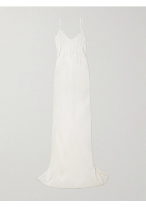 Victoria Beckham - Lace-trimmed Satin-crepe Gown - Ivory - UK 4,UK 6,UK 8,UK 10,UK 12
