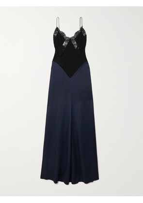 Victoria Beckham - Lace-trimmed Crepe And Satin-crepe Gown - Blue - UK 4,UK 6,UK 8,UK 10,UK 12,UK 14
