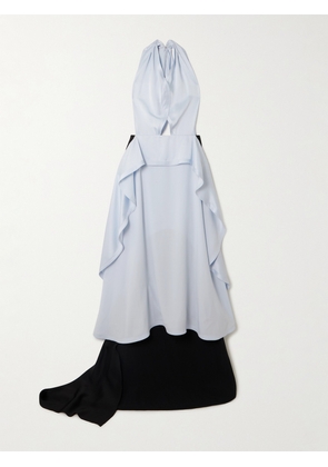 Victoria Beckham - Draped Satin-crepe And Cady Halterneck Maxi Dress - Blue - UK 4,UK 6,UK 8,UK 10,UK 12,UK 14