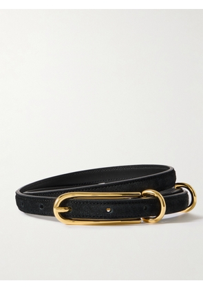 Liffner - Three Keeper Croc-effect Leather Belt - Black - One size