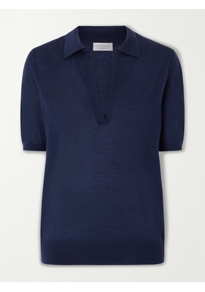 Gabriela Hearst - Frank Cashmere And Silk-blend Polo Shirt - Blue - x small,small,medium,large,x large