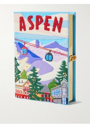 Olympia Le-Tan - Aspen Embroidered Appliquéd Canvas Clutch - Blue - One size