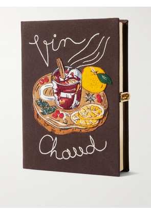 Olympia Le-Tan - Vin Chaud Embroidered Appliquéd Canvas Clutch - Brown - One size