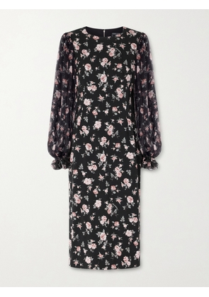 Dolce & Gabbana - Floral-print Silk-blend Satin And Chiffon Dress - Black - IT36,IT38,IT40,IT42,IT44,IT46