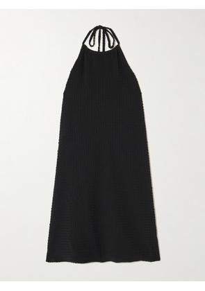 Hunza G - Original Crinkle™ Halterneck Mini Dress - Black - small,medium,large,x large