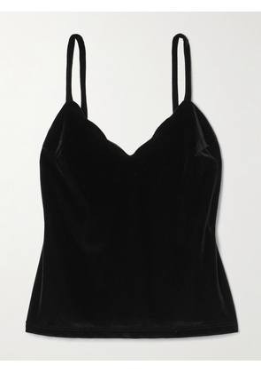 Loretta Caponi - Pyrite Scalloped Velvet Camisole - Black - x small,small,medium,large,x large