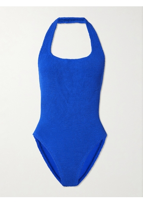 Hunza G - Sandy Original Crinkle™ Halterneck Swimsuit - Blue - One size
