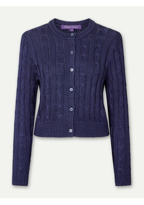 Ralph Lauren Collection - Cable-knit Silk Cardigan - Blue - xx small,x small,small,medium,large,x large