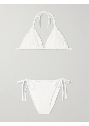 Hunza G - Gina Swarovski Crystal-embellished Original Crinkle™ Bikini - White - One size