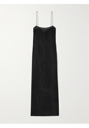 Matteau - Shirred Silk And Linen-blend Maxi Dress - Black - 1,2,3,4,5