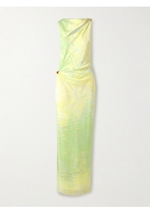 SIR. - Citterio Embellished Cutout Printed Crepe De Chine Maxi Dress - Yellow - 01,2,3