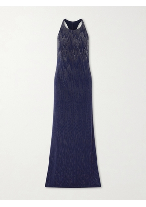 Ralph Lauren Collection - Claeton Crystal-embellished Crepe Halterneck Gown - Blue - US2,US4,US6,US8