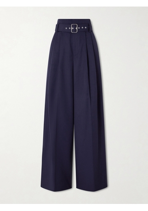 Ralph Lauren Collection - Belted Pleated Wool-twill Wide-leg Pants - Blue - US0,US2,US4,US6,US8,US10,US12