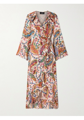 Etro - Asymmetric Ruffled Paisley-print Silk Wrap Dress - Multi - IT36,IT38,IT40,IT42,IT44,IT46,IT48,IT50