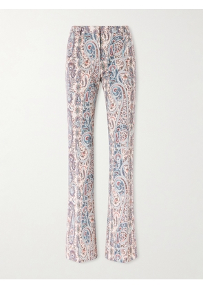 Etro - Paisley-jacquard Cotton-blend Flared Pants - Blue - IT36,IT38,IT40,IT42,IT44,IT46,IT48