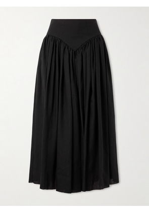 Gabriela Hearst - Juniper Frayed Paneled Linen Midi Skirt - Black - IT36,IT38,IT40,IT42,IT44,IT46,IT48