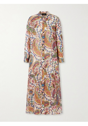 Etro - Belted Paisley-print Cotton-voile Midi Shirt Dress - Multi - x small,small,medium,large,x large