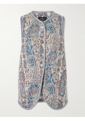 Etro - Paisley-jacquard Cotton-blend Gilet - Blue - IT36,IT38,IT40,IT42,IT44,IT46,IT48,IT50