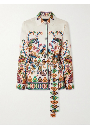Etro - Safari Belted Paisley-print Satin-twill Jacket - White - IT36,IT38,IT40,IT42,IT44,IT46,IT48