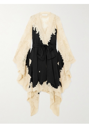 Zimmermann - Hypnotic Belted Lace-trimmed Satin Mini Dress - Black - 00,1,2,3,4