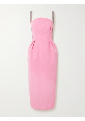 Rebecca Vallance - Amaro Crystal-embellished Pleated Taffeta Midi Dress - Pink - UK 4,UK 6,UK 8,UK 10,UK 12,UK 14
