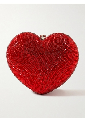 Judith Leiber Couture - Petit Coeur Crystal-embellished Silver-tone Clutch - Red - One size