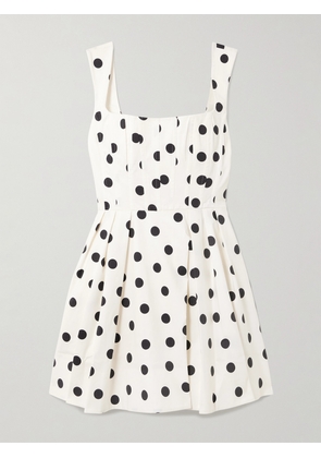 Rebecca Vallance - Maisie Pleated Polka-dot Cotton-blend Poplin Mini Dress - White - UK 4,UK 6,UK 8,UK 10,UK 12,UK 14